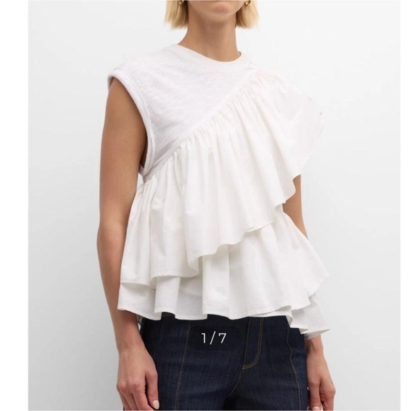 cinq a sept Tops - 5 a 7 cinq a sept White Ruffled Women's Top Size S